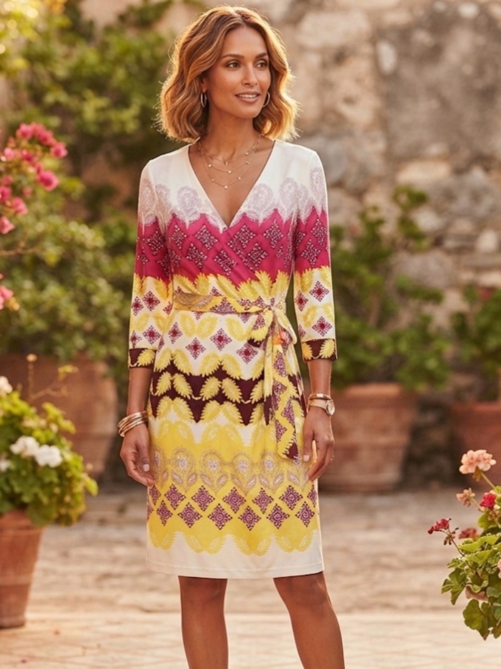 Diane von Furstenberg DVF 100% Silk Julian Wrap Dress Paisley Geometric SZ 12